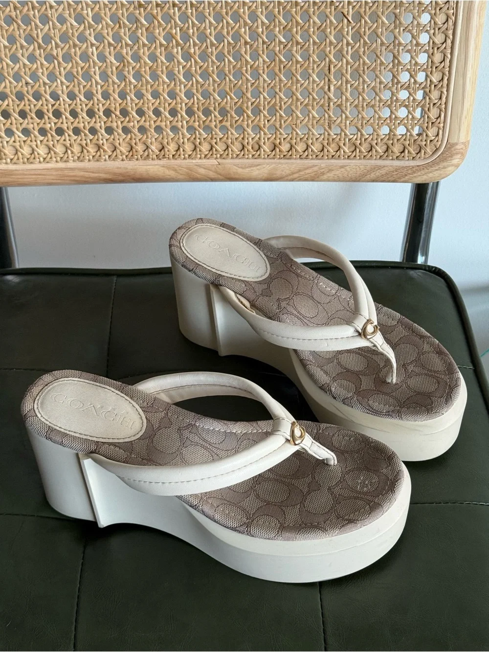Coach Franki Signature Platform Wedge Flip Flops – Size 7